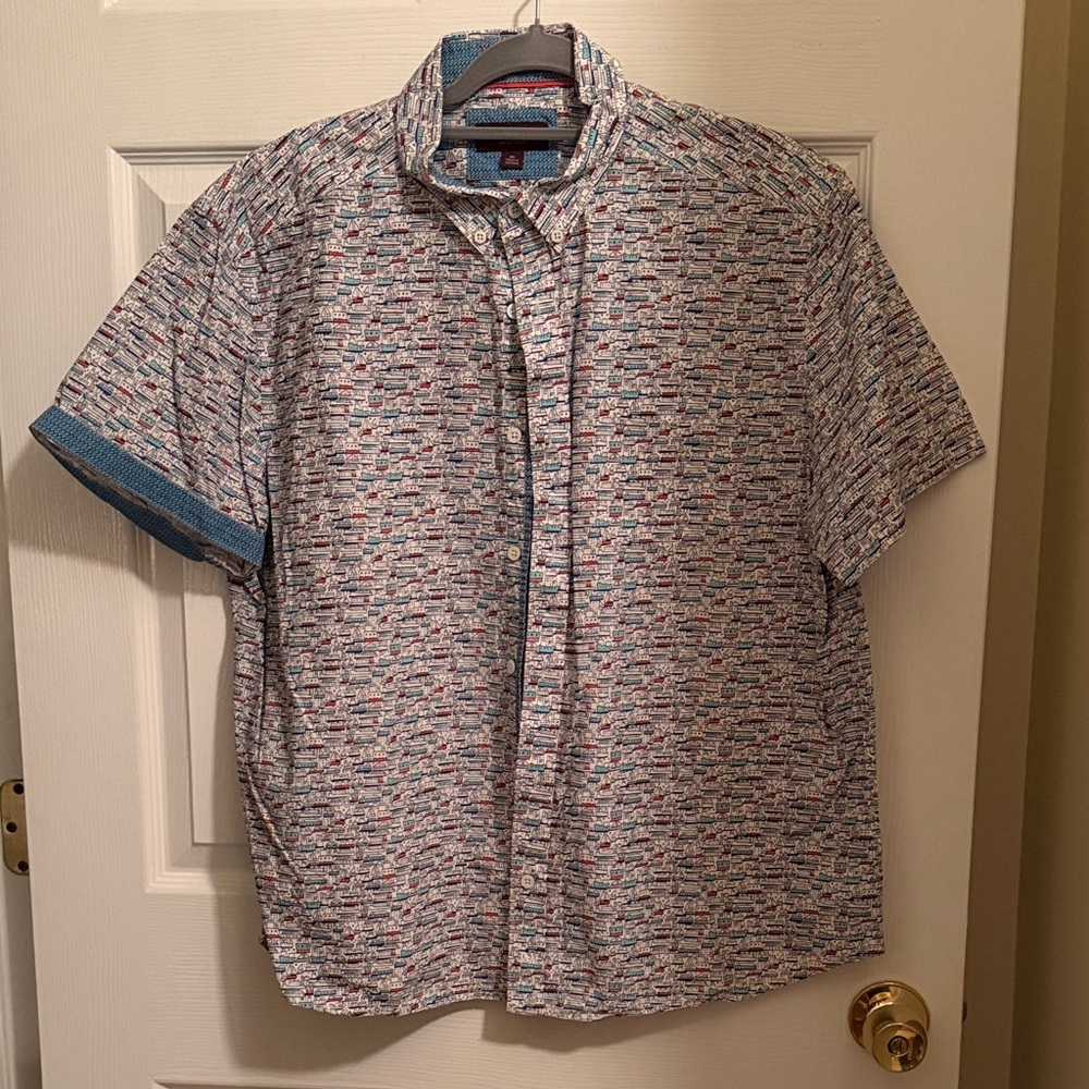 Johnston & Murphy Multicolor Boat Pattern Button Down Shirt